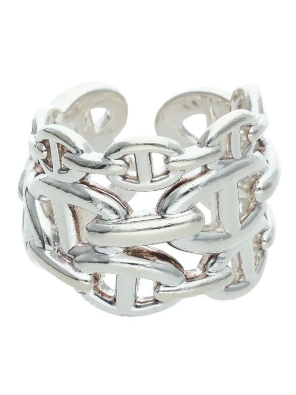 Hermes Chaine D'ancre Enchainee GM Silver Ring